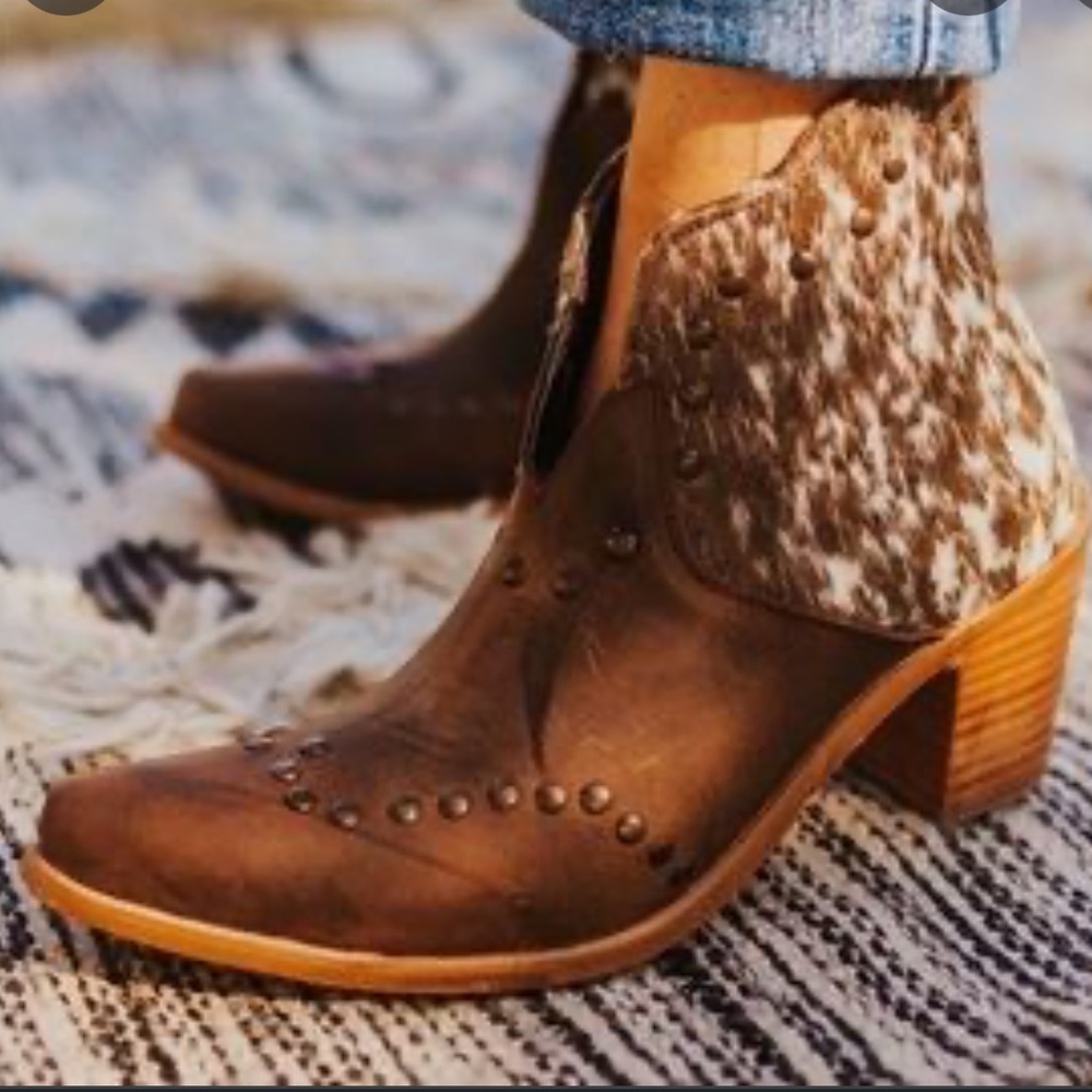 Rhinestone cowgirl leather booties